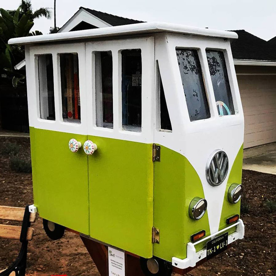 Green VW Bus Little Free Library