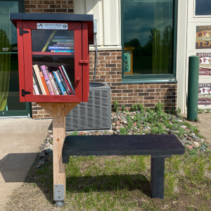 Little Free Library with wooden add on bench